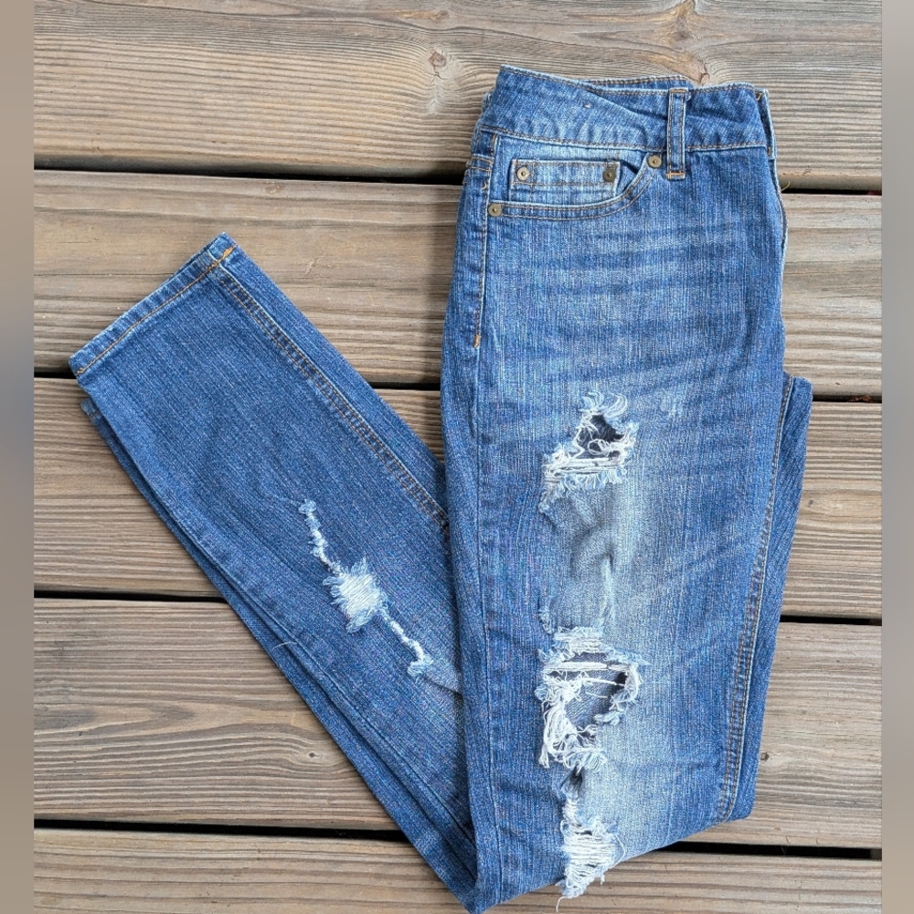 Indigo Rein Distressed Skinny Blue Jeans